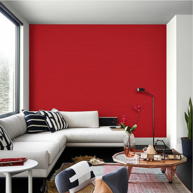 Burlap Weave Red Natural Grasscloth Wallcovering – Schumacher 5000865