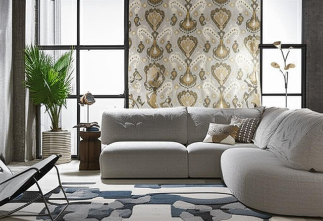 Tashkent Ikat Silver by Schumacher Ikat-Inspired Wallpaper – Schumacher 5000990