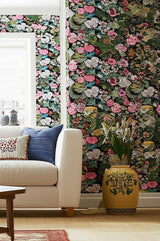 CHIANG MAI DRAGON Ebony by Schumacher Chinoiserie Dragon Floral Wallpaper – Schumacher 5001065