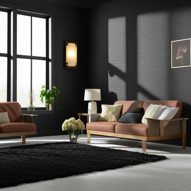 ONNA SISAL Black Natural Grasscloth Wallcovering – Schumacher 5002195