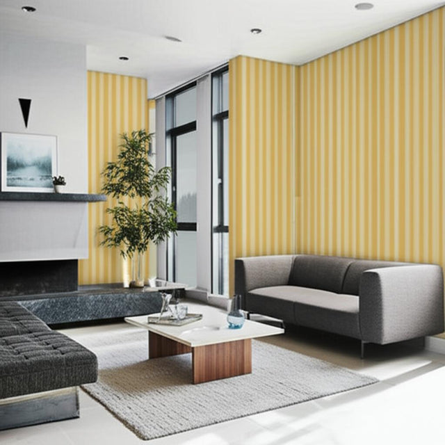 Lucera Stripe Camel by Schumacher Classic Stripe Wallpaper – Schumacher 5002453
