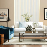 Chalon Stripe Sky by Schumacher Essential Collection Classic Stripe Wallpaper – Schumacher 5002483