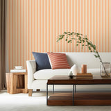 Chalon Stripe Coral by Schumacher Classic Vertical Stripe Wallpaper – Schumacher 5002485