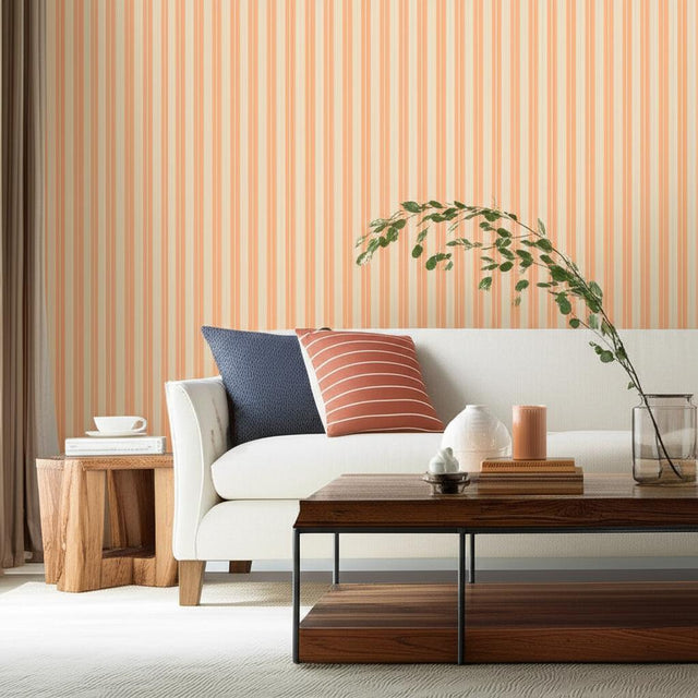 Chalon Stripe Coral by Schumacher Classic Vertical Stripe Wallpaper – Schumacher 5002485
