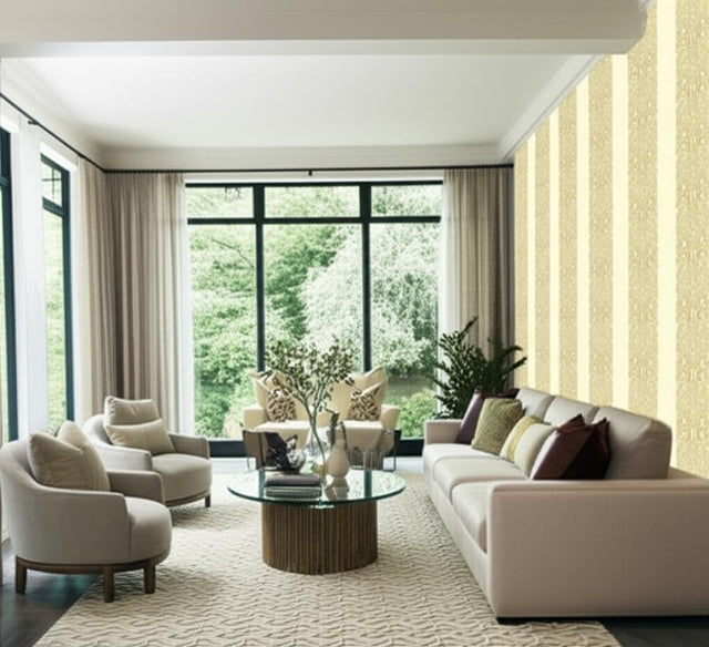 Graphic Panel Stripe Champagne Shimmer by Schumacher Elegant Stripe Wallcovering – Schumacher 5003203