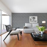 Modern Trellis Charcoal Metallic by Schumacher Geometric Trellis Wallpaper – Schumacher 5003281