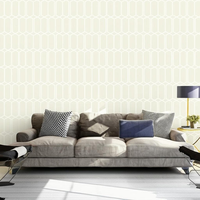 Modern Trellis Alabaster by Schumacher Modern Geometric Trellis Wallpaper – Schumacher 5003283