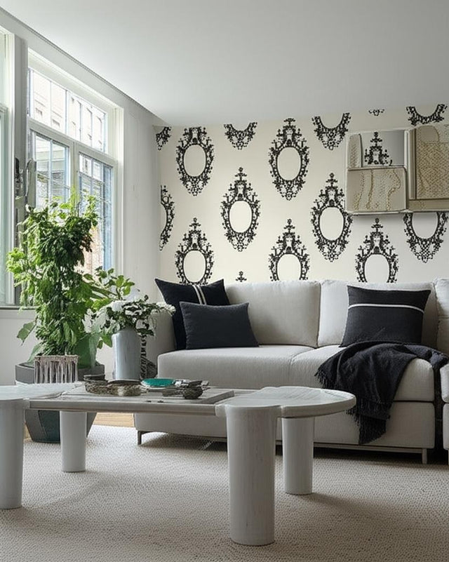 GO BAROQUE Noir & Blanc by Schumacher Exuberant Prints Wallpaper – Schumacher 5003290