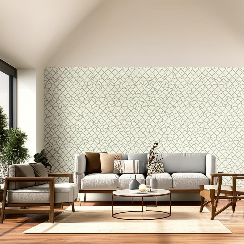 Zimba Silver by Schumacher Geometric Abstract Wallpaper – Schumacher 5003300