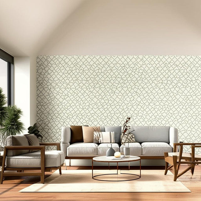 Zimba Silver by Schumacher Geometric Abstract Wallpaper – Schumacher 5003300