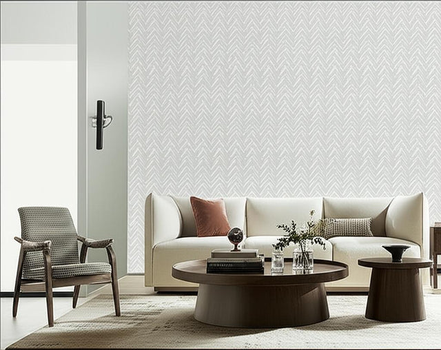 Zimba Fog by Schumacher Hand-Printed Geometric Wallpaper – Schumacher 5003304