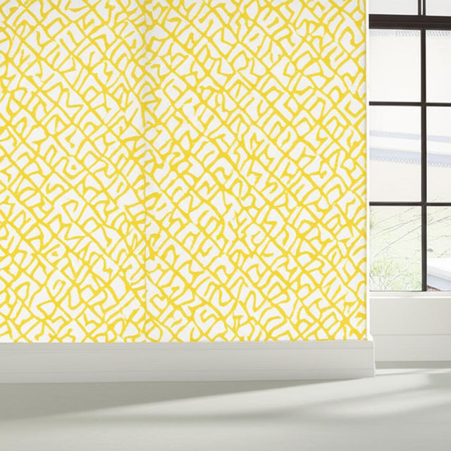 Zimba Citrine by Schumacher Hand-Printed Geometric Wallpaper – Schumacher 5003305