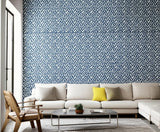 Zimba Marine by Schumacher Hand-Printed Geometric Wallpaper – Schumacher 5003307