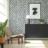 Zimba Ebony by Schumacher Hand-Printed Geometric Wallpaper – Schumacher 5003308