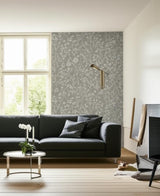 Moonpennies Silver by Schumacher Botanical Wallpaper – Schumacher 5003330