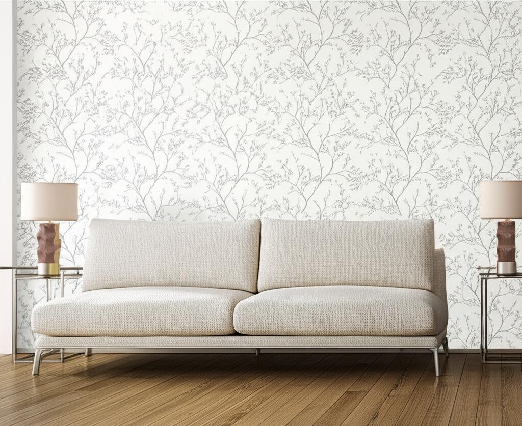 Twiggy Silver by Schumacher Delicate Branches Wallpaper – Schumacher 5003340