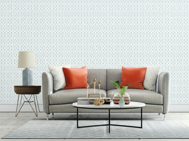Imperial Trellis Soft Aqua by Kelly Wearstler Schumacher Wallpaper – Schumacher 5003363