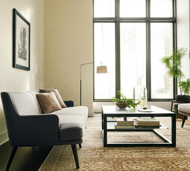 Pamona Vine Pearl by Schumacher Handcrafted Wallcovering – Schumacher 5003390