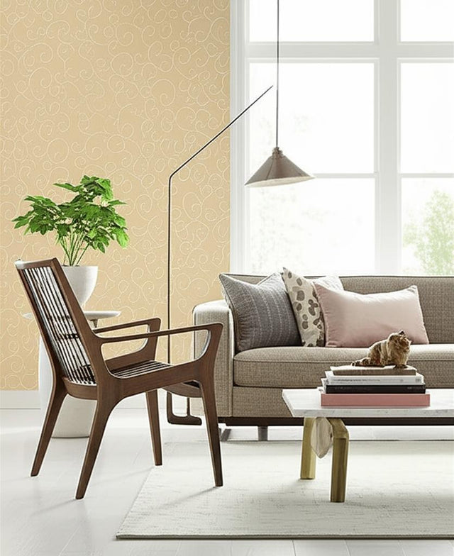 Adhafera Scroll Straw by Schumacher Handcrafted Wallpaper – Schumacher 5003541
