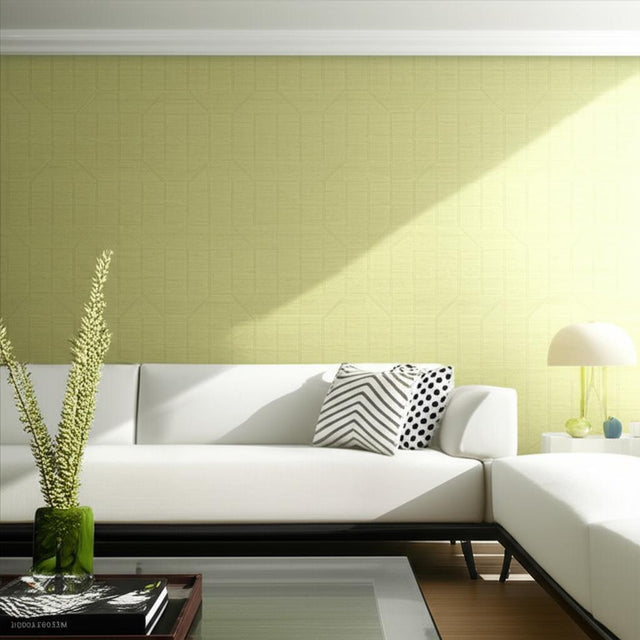 Linyi Embroidered Fret Sisal Celery Handcrafted Wallcovering – Schumacher 5003551