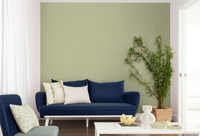 Linyi Embroidered Fret Sisal Mist by Schumacher Handcrafted Geometric Sisal Wallpaper – Schumacher 5003552