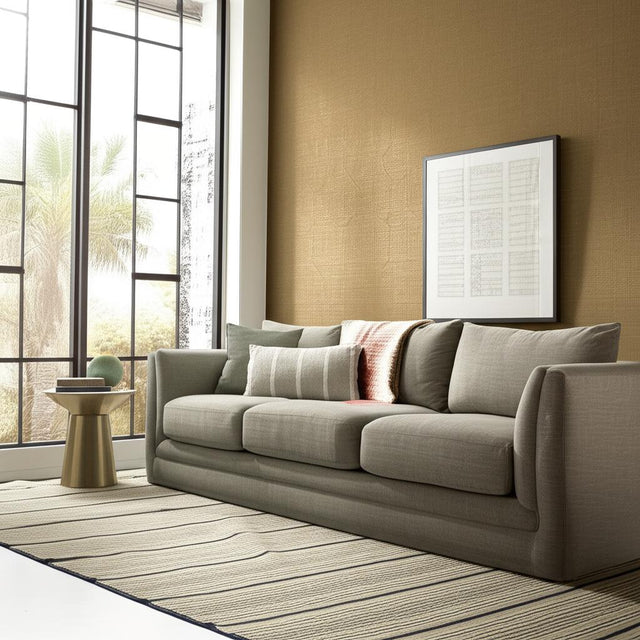 Linyi Embroidered Fret Sisal Linen by Schumacher Handcrafted Geometric Wallcovering – Schumacher 5003553