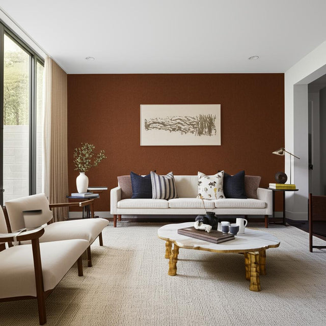 Linyi Embroidered Fret Sisal Chestnut Handcrafted Wallcovering – Schumacher 5003554