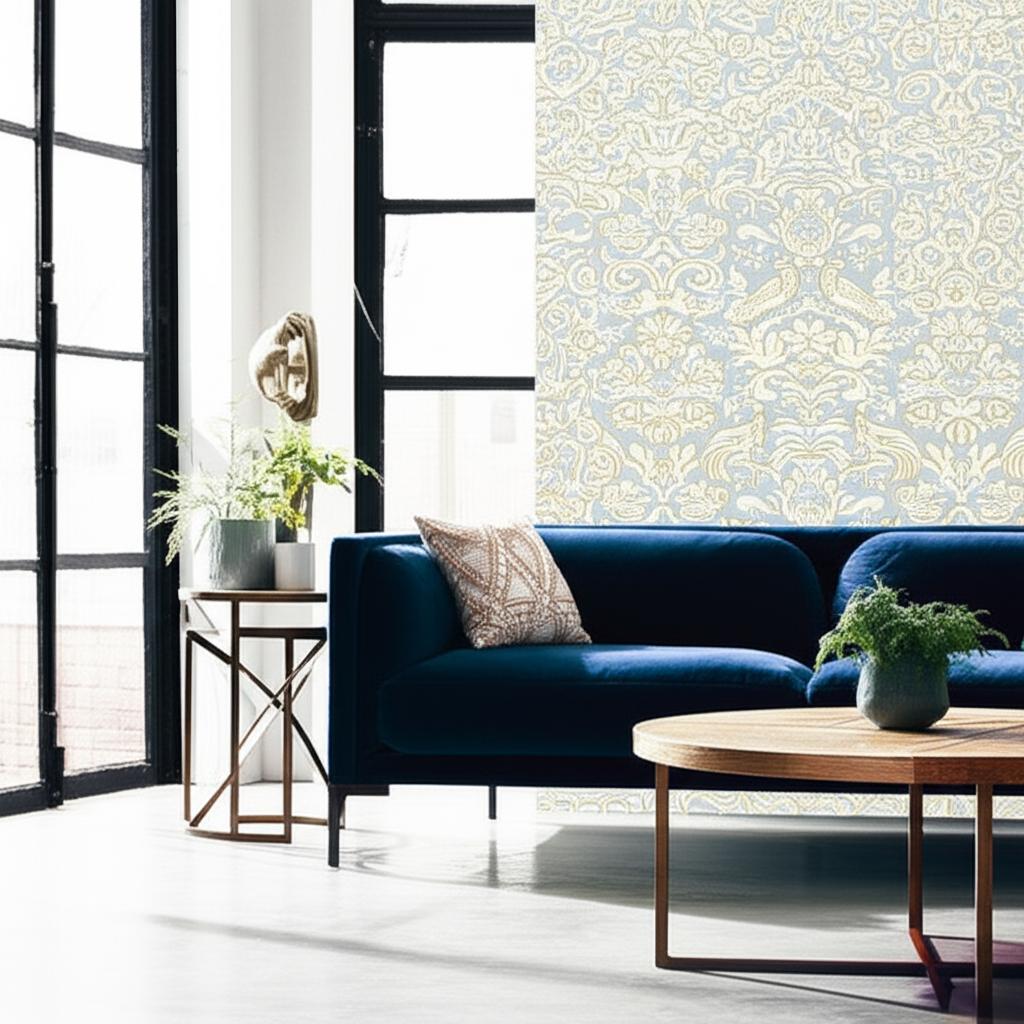 Aldwyn Damask Robin's Egg by Schumacher Classic Damask Wallpaper – Schumacher 5003610