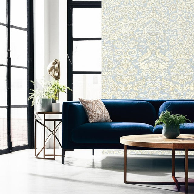 Aldwyn Damask Robin's Egg by Schumacher Classic Damask Wallpaper – Schumacher 5003610