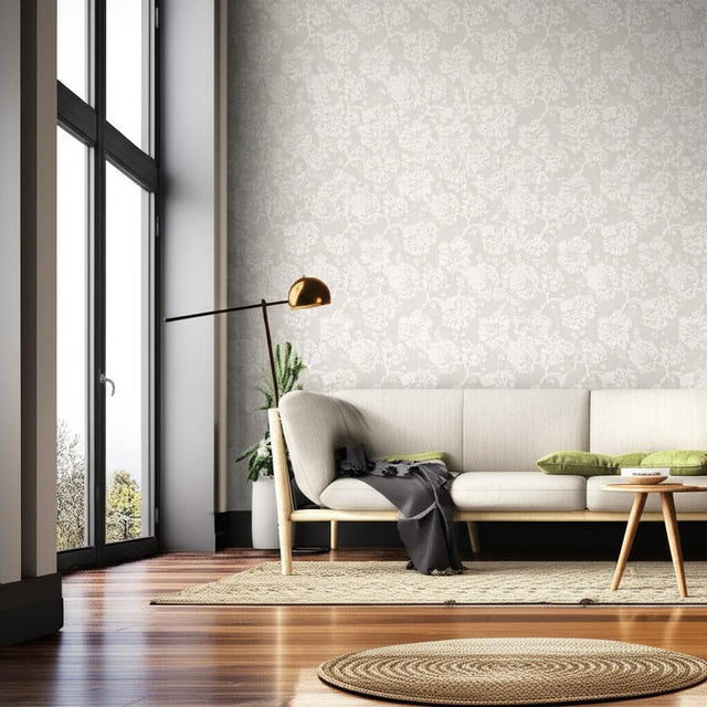 Albero Floreale Damask Grey by Schumacher Elegant Floral Damask Wallpaper – Schumacher 5003624