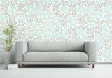 Saraceno Damask Aquamarine by Schumacher Elegant Damask Wallpaper – Schumacher 5003631