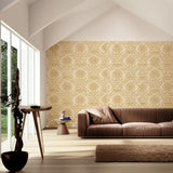 Siena Damask Natural by Schumacher Palazzo Collection Damask Wallpaper – Schumacher 5003650