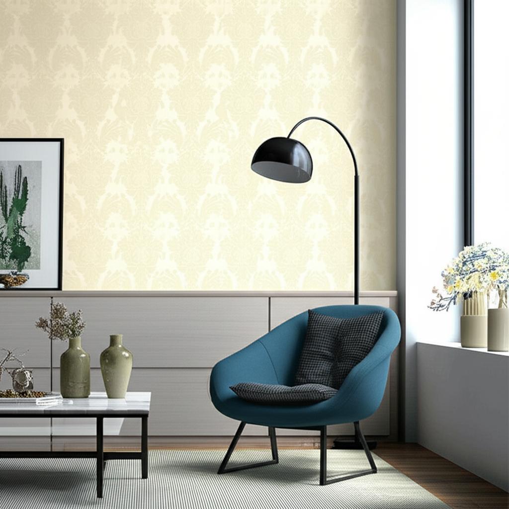 Valette Strie Damask Champagne by Schumacher PALAZZO Collection Wallpaper – Schumacher 5003660