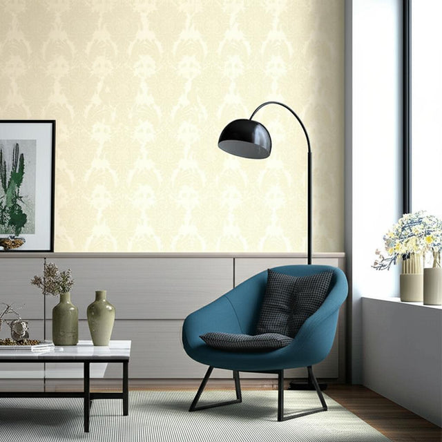 Valette Strie Damask Champagne by Schumacher PALAZZO Collection Wallpaper – Schumacher 5003660