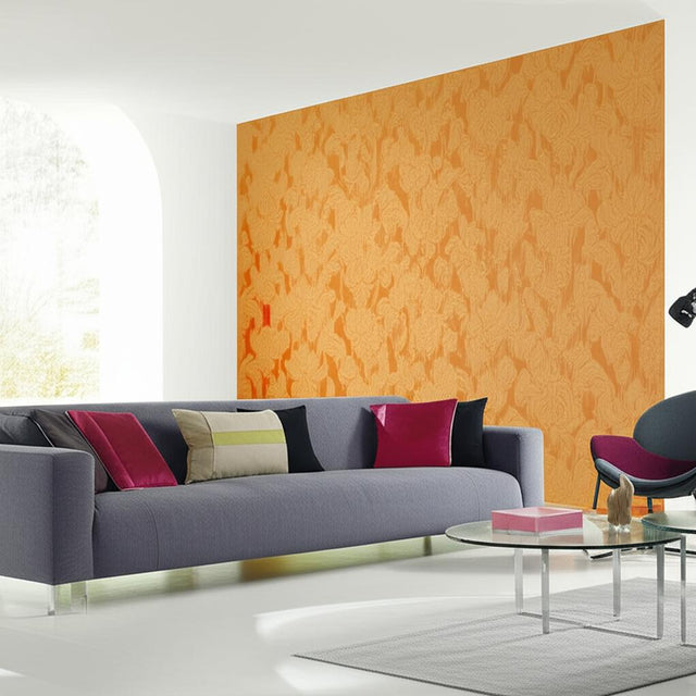 Valette Strie Damask Terracotta by Schumacher Elegant Damask Wallpaper – Schumacher 5003663