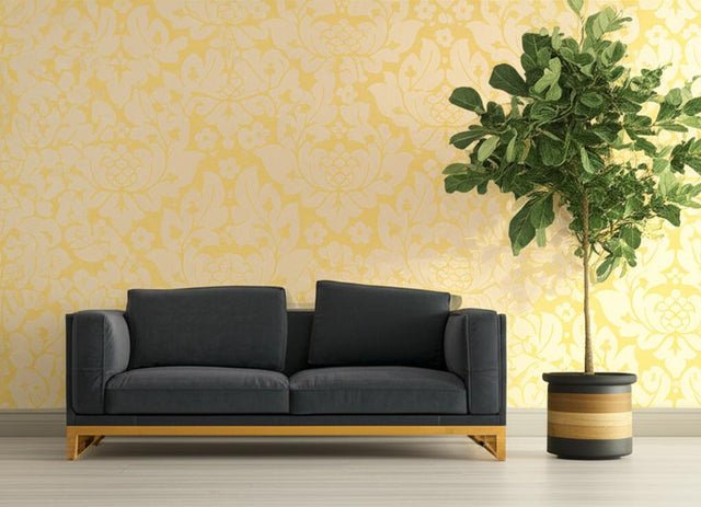 Fiore Damask Buttercup by Schumacher Palazzo Collection Wallpaper – Schumacher 5003671
