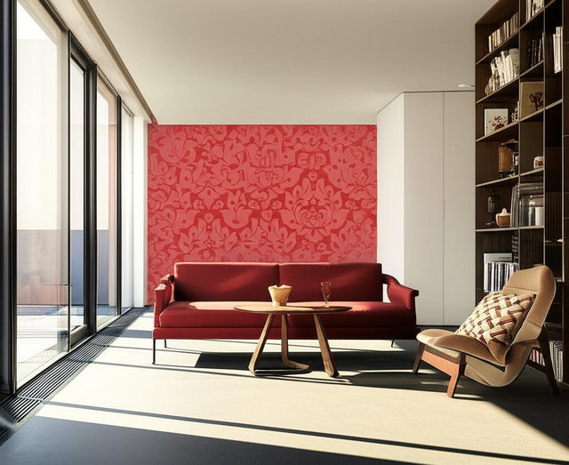 Fiore Damask Berry by Schumacher Palazzo Collection Damask Wallpaper – Schumacher 5003672