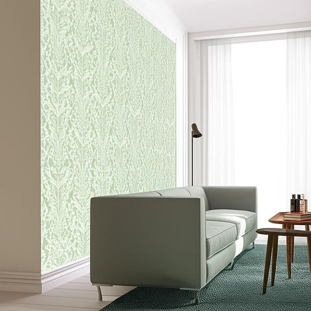 Masaccio Damask Aqua by Schumacher Elegant Damask Wallpaper – Schumacher 5003683