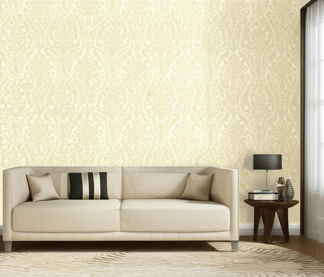Montebello Damask Ecru by Schumacher Palazzo Collection Luxury Wallpaper – Schumacher 5003730