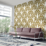 Montebello Damask Slate by Schumacher Traditional Damask Wallpaper – Schumacher 5003731