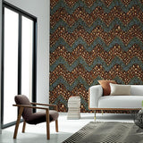 Chesapeake Topaz by Schumacher Feather Chevron Stripe Wallcovering Panel – Schumacher 5003840