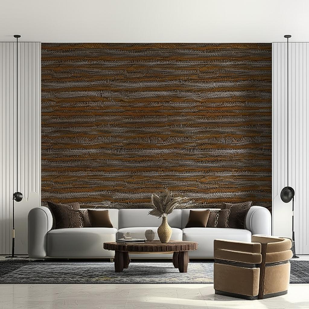 Katmai Mineral by Schumacher Luxe Hand-Applied Feather Stripe Wallcovering Panel – Schumacher 5003870