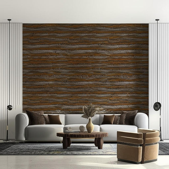 Katmai Mineral by Schumacher Luxe Hand-Applied Feather Stripe Wallcovering Panel – Schumacher 5003870