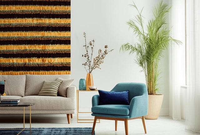 Fair Haven Sapphire by Schumacher Luxe Feather Stripe Wallcovering Panel – Schumacher 5003980