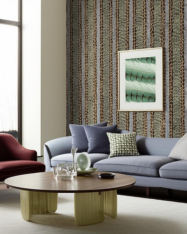Saratoga Jade by Schumacher Luxe Feather Stripe Wallcovering Panel – Schumacher 5004000