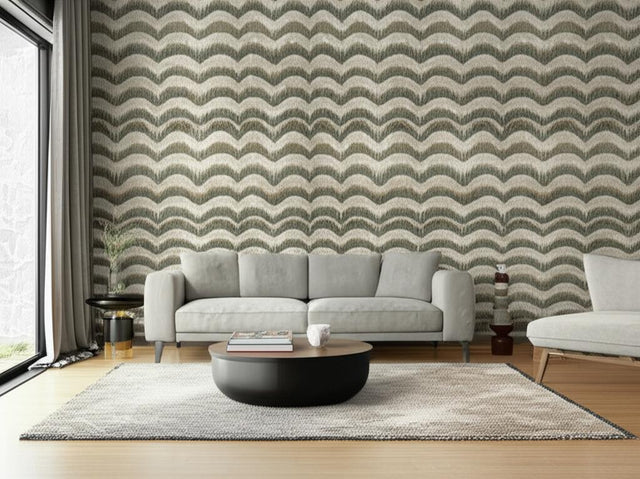 Belle Isle Birch by Schumacher Luxurious Hand-Applied Feather Stripe Wallcovering – Schumacher 5004030
