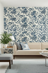 Coconut Grove Lapis by Schumacher Classic Botanical Wallpaper – Schumacher 5004050