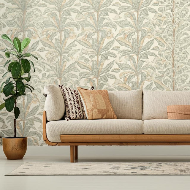 Blair House Palm Vanilla & Aqua by Schumacher Tropicana Collection Wallpaper – Schumacher 5004060