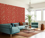 Fox Hollow Tomato and Brass by Schumacher Botanical Wallpaper – Schumacher 5004102