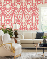 Chenonceau Coral by Schumacher Exuberant Prints Collection Wallpaper – Schumacher 5004125